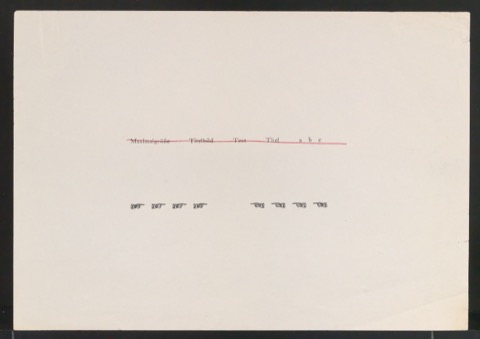 Notizen und Probedrucke von Titelzeile für Über Buchkunst und Typographie