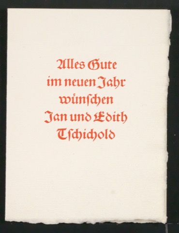Probedrucke und Korrekturfahnen von Neujahrswunsch Alles Gute im neuen Jahr wünschen Jan und Edith Tschichold