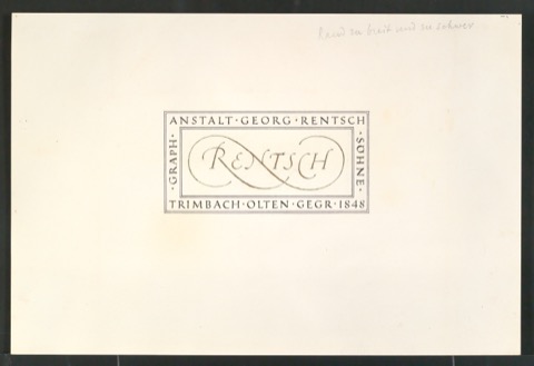 Entwurfszeichnungen, Fotokopien und Reproduktionen von Signet für Georg-Rentsch-Söhne [1950]