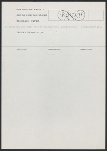 Briefbögen und Briefumschläge für Georg-Rentsch-Söhne
