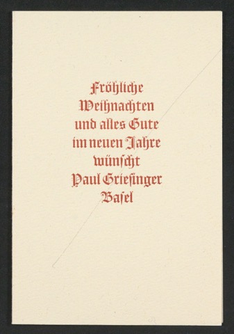 Probedrucke von Akzidenz und Neujahrswunsch für Antiquariat Bernhard Krohn, Paul Griesinger und Jan Tschichold