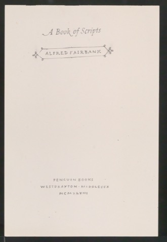 Entwürfe für das Titelblatt von A Book of Scripts