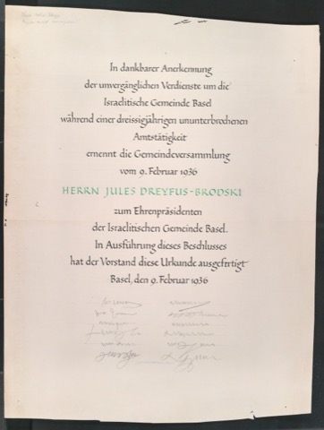 Entwürfe und Reprographie von Urkunden und Gedenkblättern für verschiedene Personen