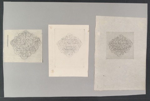 Entwurfszeichnungen und Radierung von Neujahrswunsch Ein gut und selig Neu Jahr wünscht Johannes Tzschichhold