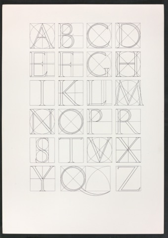 Probedruck einer Illustration des Moyllus-Alphabets für Typographische Monatsblätter, Nr. 4, 1972