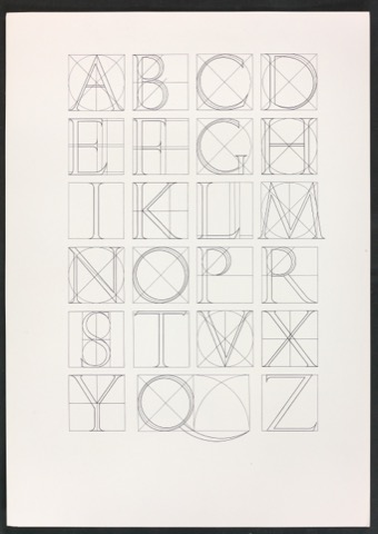 Probedruck einer Illustration des Moyllus-Alphabets für Typographische Monatsblätter, Nr. 4, 1972