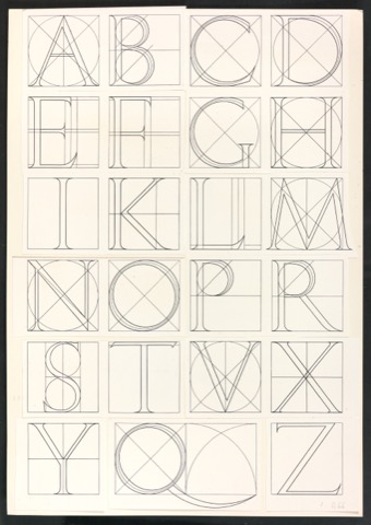 Klebeentwurf einer Illustration des Moyllus-Alphabets für Typographische Monatsblätter, Nr. 4, 1972