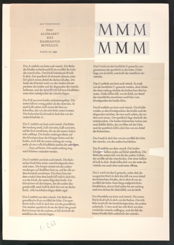 Zwei montierte Bögen mit Text und Illustrationen aus Das Alphabet des Damianus Moyllus
