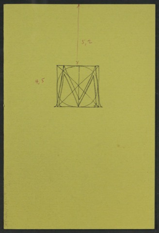 Entwurf mit konstruierter Illustration "M" für den Umschlag von Das Alphabet des Damianus Moyllus