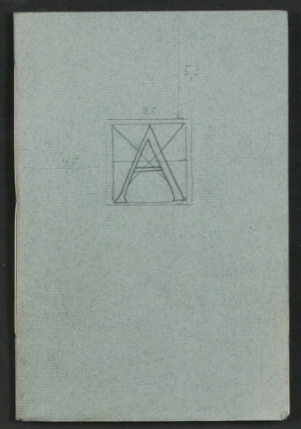 Broschur mit montierten Probedrucken für Das Alphabet des Damianus Moyllus