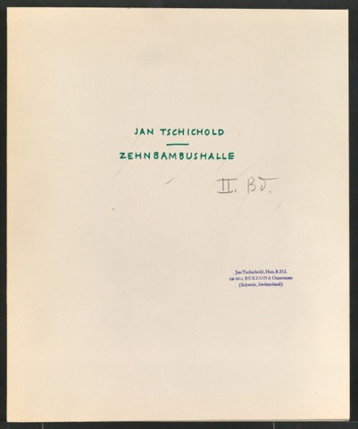 Mappe Jan Tschichold - Zehnbambushalle II. Bd. mit Vorarbeiten für Die Bildersammlung der Zehnbambushalle