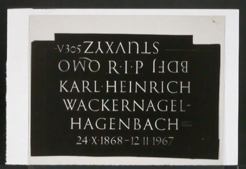 Negativ der Grabinschrift für das Grabmal von Karl Heinrich Wackernagel-Hagenbach