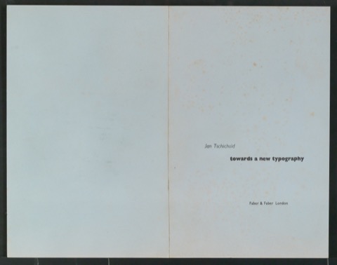 Probedruck von Schutzumschlag für Towards a New Typography
