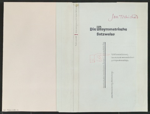 Entwurf von Schutzumschlag für Die unsymmetrische Satzweise