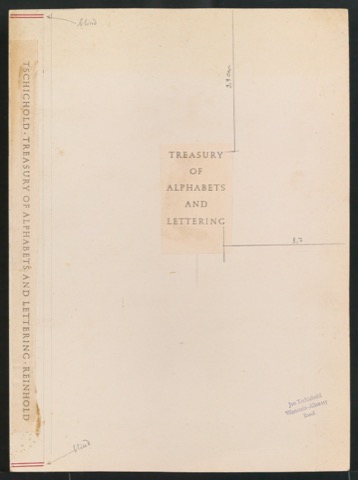 Entwurf für Buchrücken und Titelschild von Treasury of Alphabets and Lettering