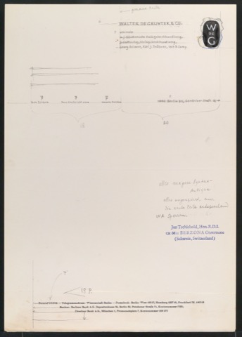 Entwurf von Briefbogen für Walter de Gruyter & Co