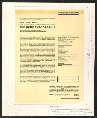 Satzvorlage für Illustration des Bestellscheines Vorzugs-Angebot für Die Neue Typographie