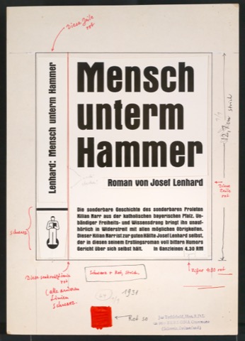 Entwurf für die Illustration von Schutzumschlag Mensch unterm Hammer