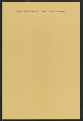 Briefbogen für Jan Tschichold Hon. R.D.I, Berzona