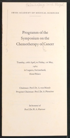 Korrekturfahnen für Program of the Symposium on the Chemotherapy of Cancer