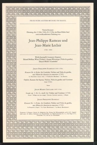 Programmheft Viertes Konzert 1964 Jean-Philippe Rameau und Jean-Marie Leclair