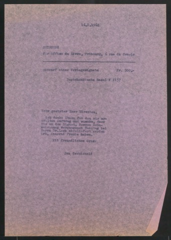 Durchschreibpapier der Rechnung zu Verlegermarke für Office du Livre