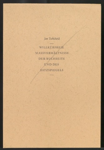 Probedruck für das Titelblatt von Willkürfreie Maßverhältnisse der Buchseite und des Satzspiegels