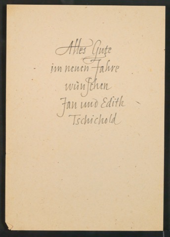 Entwurfszeichnung von Neujahrswunsch Alles Gute im neuen Jahr wünschen Jan und Edith Tschichold