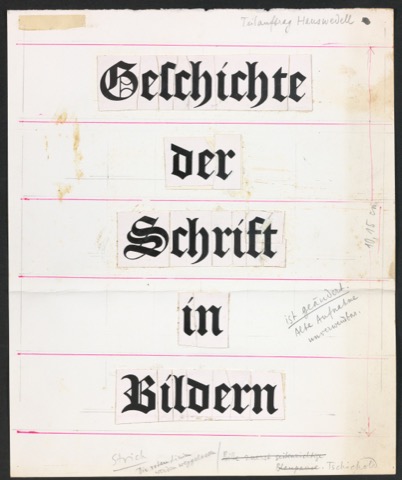 Standbogen der Titelschrift für Geschichte der Schrift in Bildern