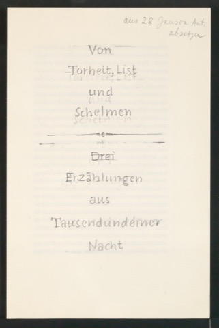 Entwurfszeichnungen und Druckfreigabe von Titelblatt für Von Torheit, List und Schelmen