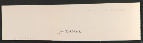 Motierter Entwurf mit Klischeeabzügen für Illustration mit von Tschichold gestalteten Signeten