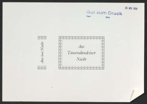 Probedruck für Titelschild von Von Torheit, List und Schelmen