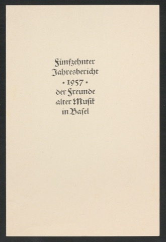 Probedruck für Umschlag von Jahresbericht der Freunde alter Musik 1957