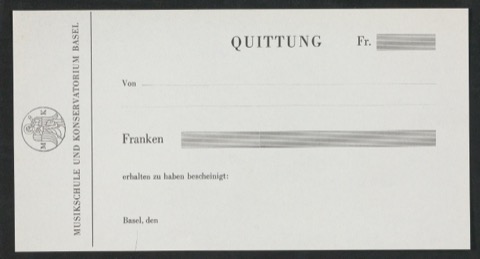 Quittungsformular für Musikschule und Konservatorium Basel