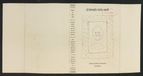 Korrekturbögen mit Probedruck eines Schutzumschlages für Schönste, liebe mich