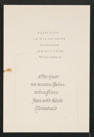 Entwurfszeichnungen zu Neujahrswünschen von Jan und Edith Tschichold