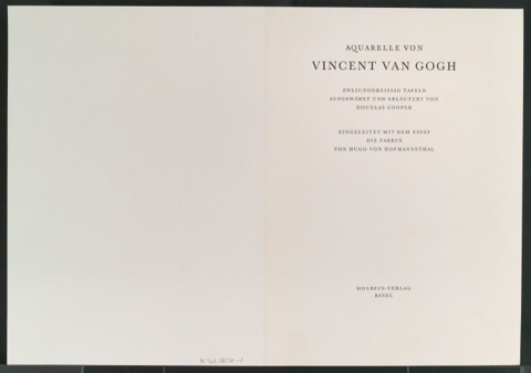Probedruck für das Titelblatt von Vincent van Gogh