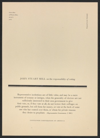 Probedruck Flattersatz zum Werbeplakat Great Ideas of Western Man: John Stuart Mill