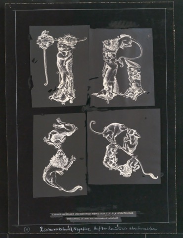 Montierte Vorlagen für Negativ-Klischees für Illustrationen von Meisterbuch der Schrift