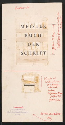Entwurf von Titelschild und Buchrücken für Meisterbuch der Schrift