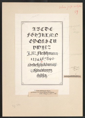 Montierter Entwurf einer Schrifttafel mit Holländischer Textur für Meisterbuch der Schrift