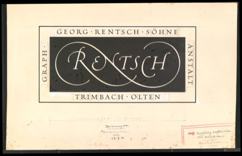 Montierter Entwurf von Signet für Georg-Rentsch-Söhne [1950]
