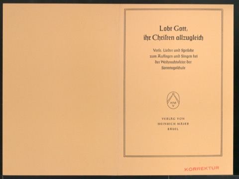 Probedruck für den Schutzumschlag von Lobt Gott ihr Christen allzugleich