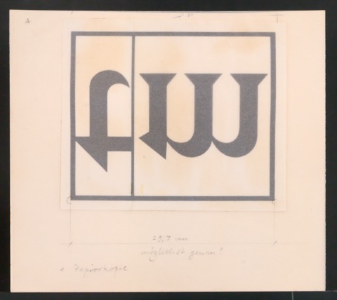 Korrigierte Klischeeabzüge von Firmenzeichen TM für Typographische Monatsblätter
