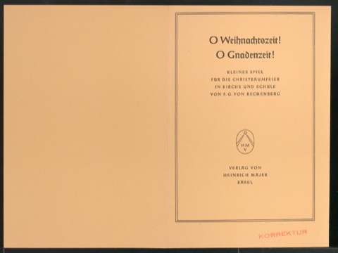 Probedruck für den Schutzumschlag von O Weihnachtszeit! O Gnadenzeit!