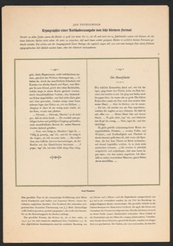 Probedruck mit Korrektur für die Beilage Typographie einer Liebhaberausgabe von sehr kleinem Format