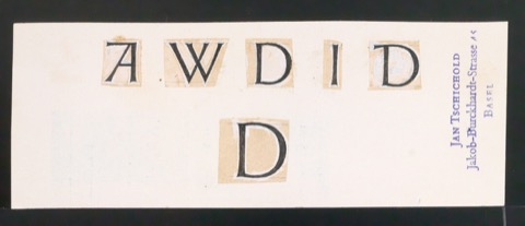 Entwurf und Probedruck einer Buchstabenfolge