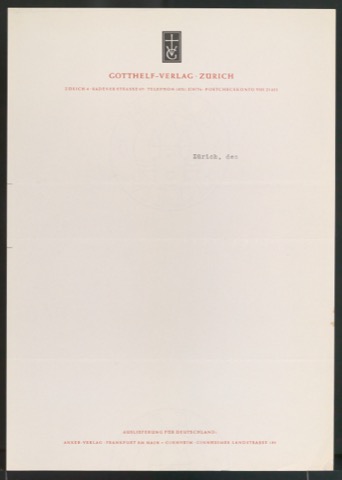 Briefbogen für Gotthelf Verlag