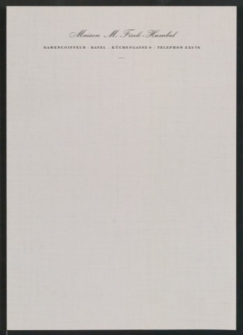 Briefbogen für Maison M. Fink-Humbel, Damencoiffeur