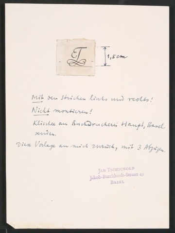 Probedrucke von Briefbogen für Edith Tschichold